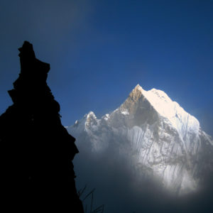 Nepal, trekking del Santuario dell'Annapurna. Vista sul Macchapucchare, la montagna Sacra