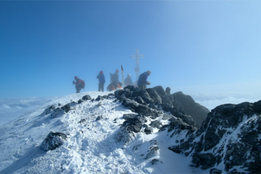 Gli ultimi metri della cresta Hintergrat per raggiungere la vetta dell'Ortles