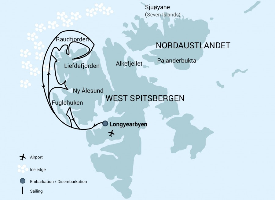 The route of Hondius in North Svalbard