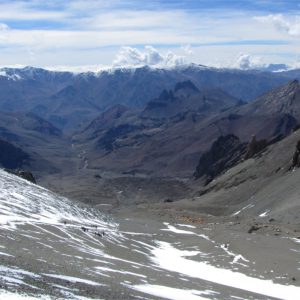 Uno sguardo verso valle in Aconcagua