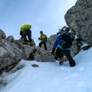 Passaggio di misto lungo la cresta del Gartnerkofel nelle Alpi Carniche