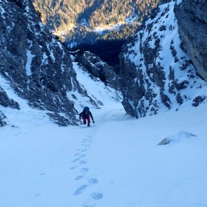 Lungo il canalone del Miaron nelle Alpi Carniche