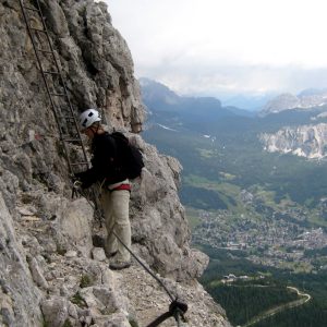 Lungo la Ferrata Punta Anna con vista su Cortina