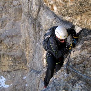 L'uscita del traverso della ferrata Aglio