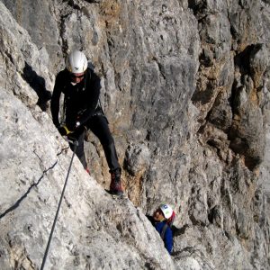 I primi risalti della Ferrata Punta Anna