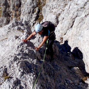 Lungo la Via Normale alla Cima di Riofreddo nelle Alpi Giulie