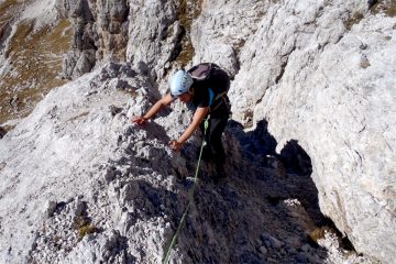 Lungo la Via Normale alla Cima di Riofreddo nelle Alpi Giulie