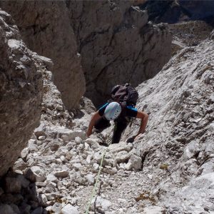 Nel canale della Via Normale alla Cima di Riofreddo