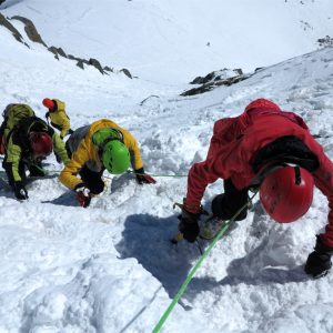 Il canale iniziale che porta sulla cresta del GrossGlockner